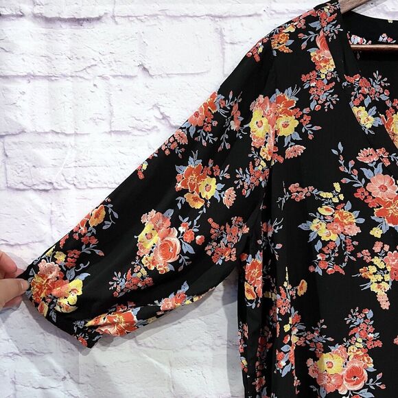 Woman Within Blouse Size 18/20 Floral Print V Neck 3/4 Sleeve Tunic Top Casual - Picture 4 of 11